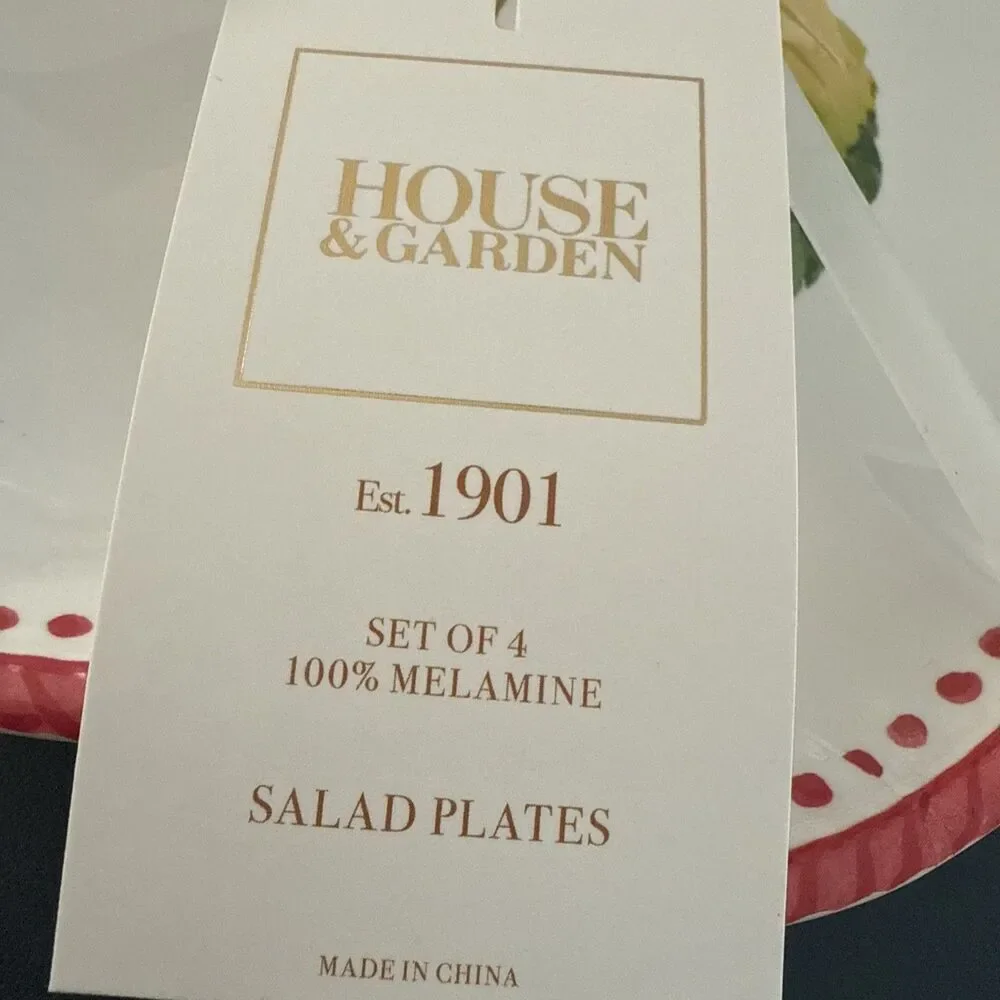 House & Garden Scalloped Cherry Fruit Melamine Salad Plates 9